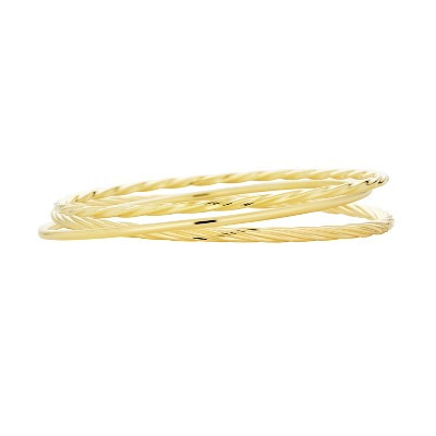 Bling Jewelry Elegant Twist Stacking Bangle Bracelet Set of Three Thin 18K Yellow Gold Plated | Target