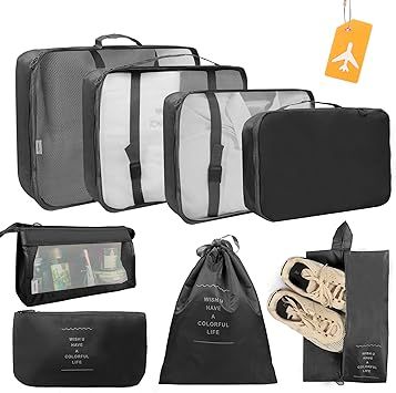 Packing Cubes for Suitcases - 9 Pcs Travel Cubes Set for Suitcase and Luggage Organizers, Packing... | Amazon (US)
