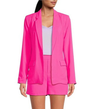 Notch Lapel Long Sleeve Flap Pocket Open Front Coordinating Blazer | Dillard's