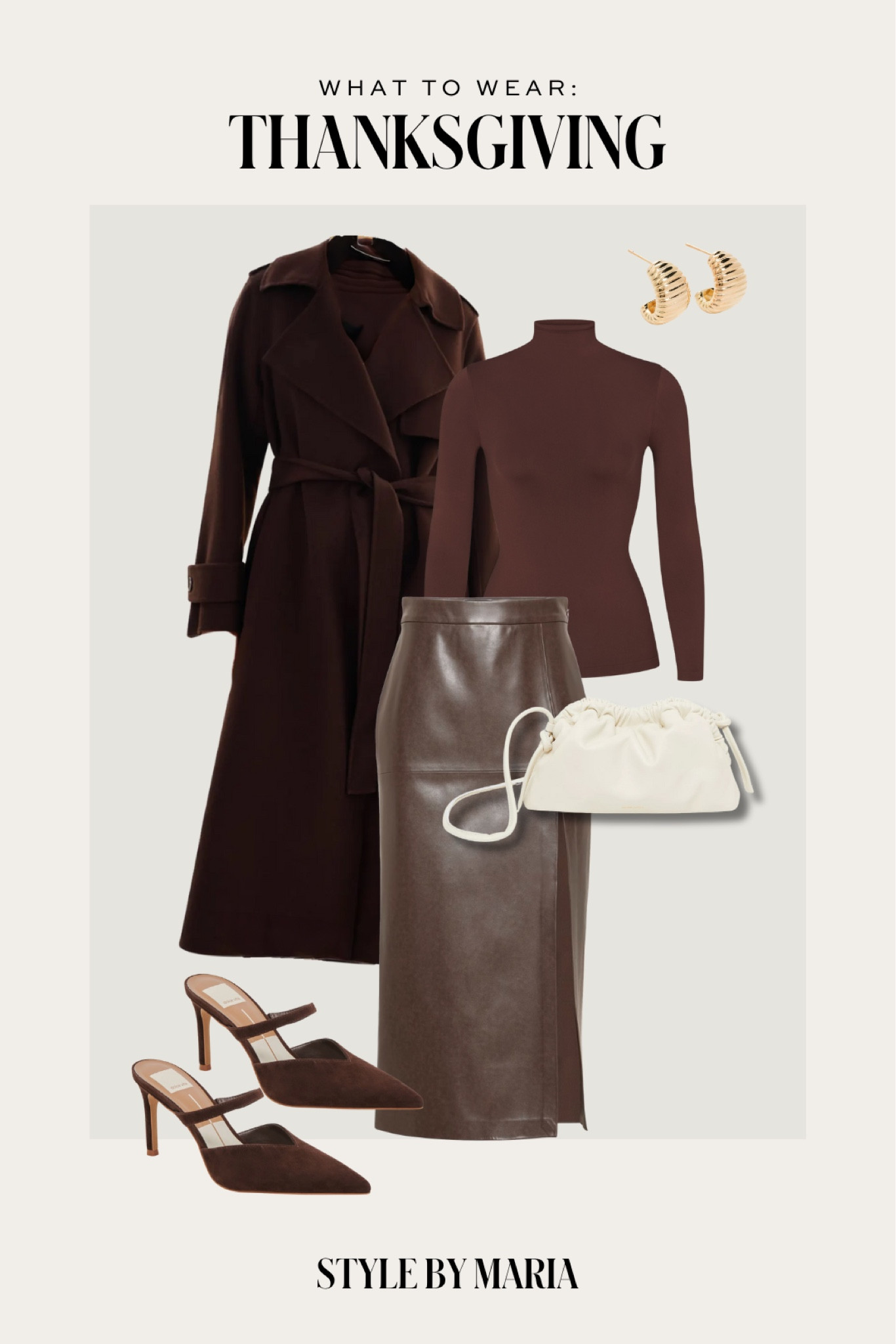 Thanksgiving outfit / chic fall outfit
Chocolate brown wool coat
Chocolate brown turtleneck top
Brown faux leather skirt
Dolce vita suede mules 



#LTKFindsUnder100 #LTKSeasonal #LTKSaleAlert
