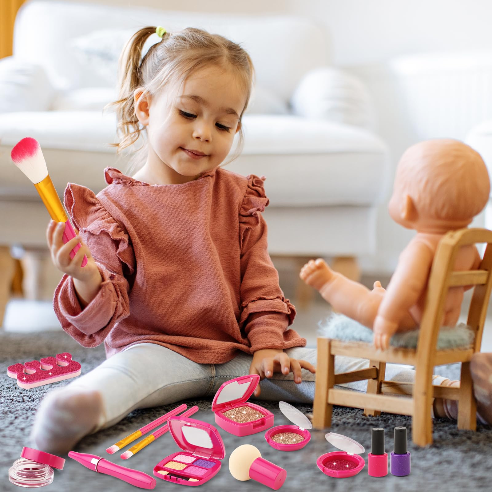Pretend Makeup Kit for Toddlers Girls, Play Makeup Set for Kids 3-5, Unicorn Toy Purse with Fake ... | Amazon (US)