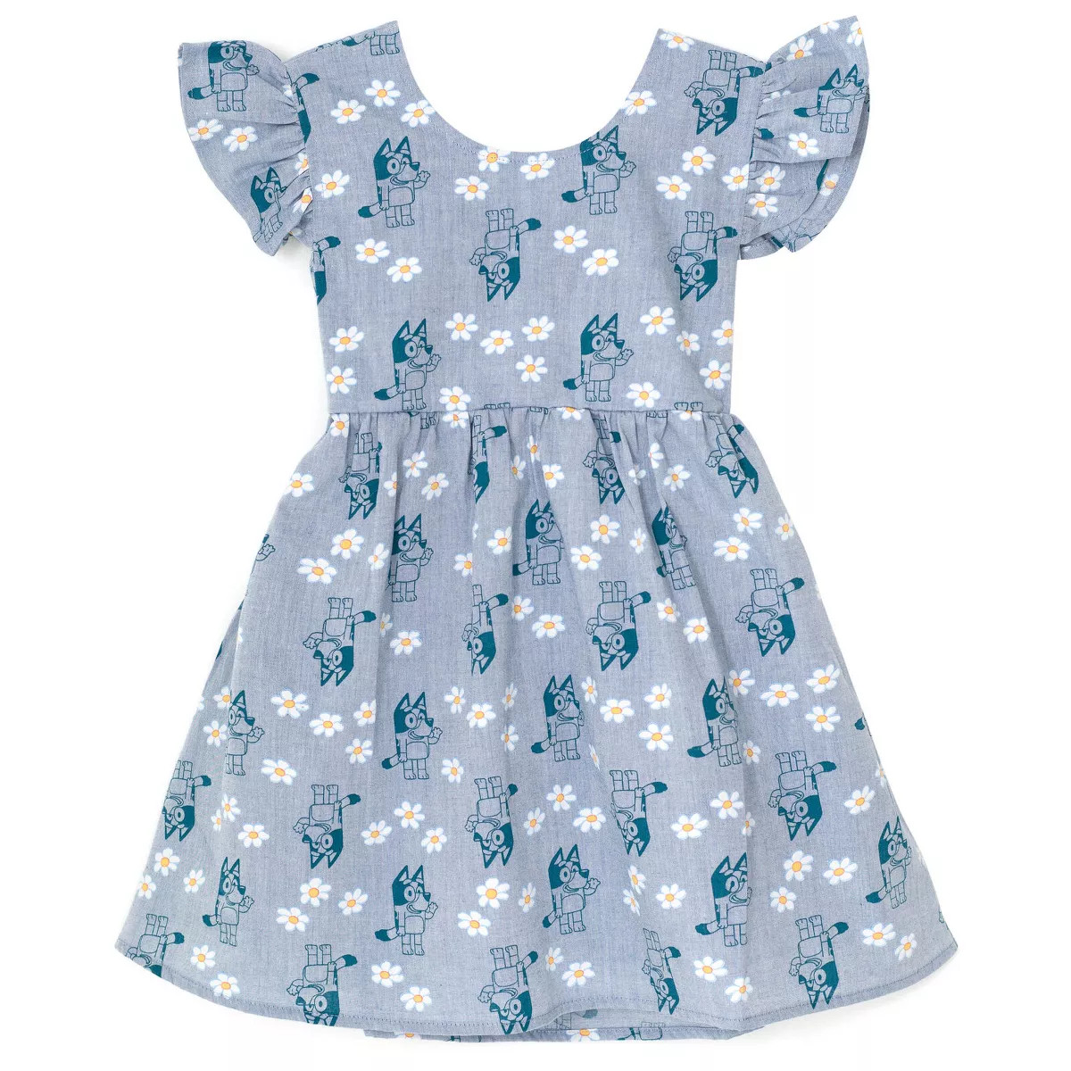 Bluey Floral Girls Chambray Skater Dress Little Kid to Big | Target