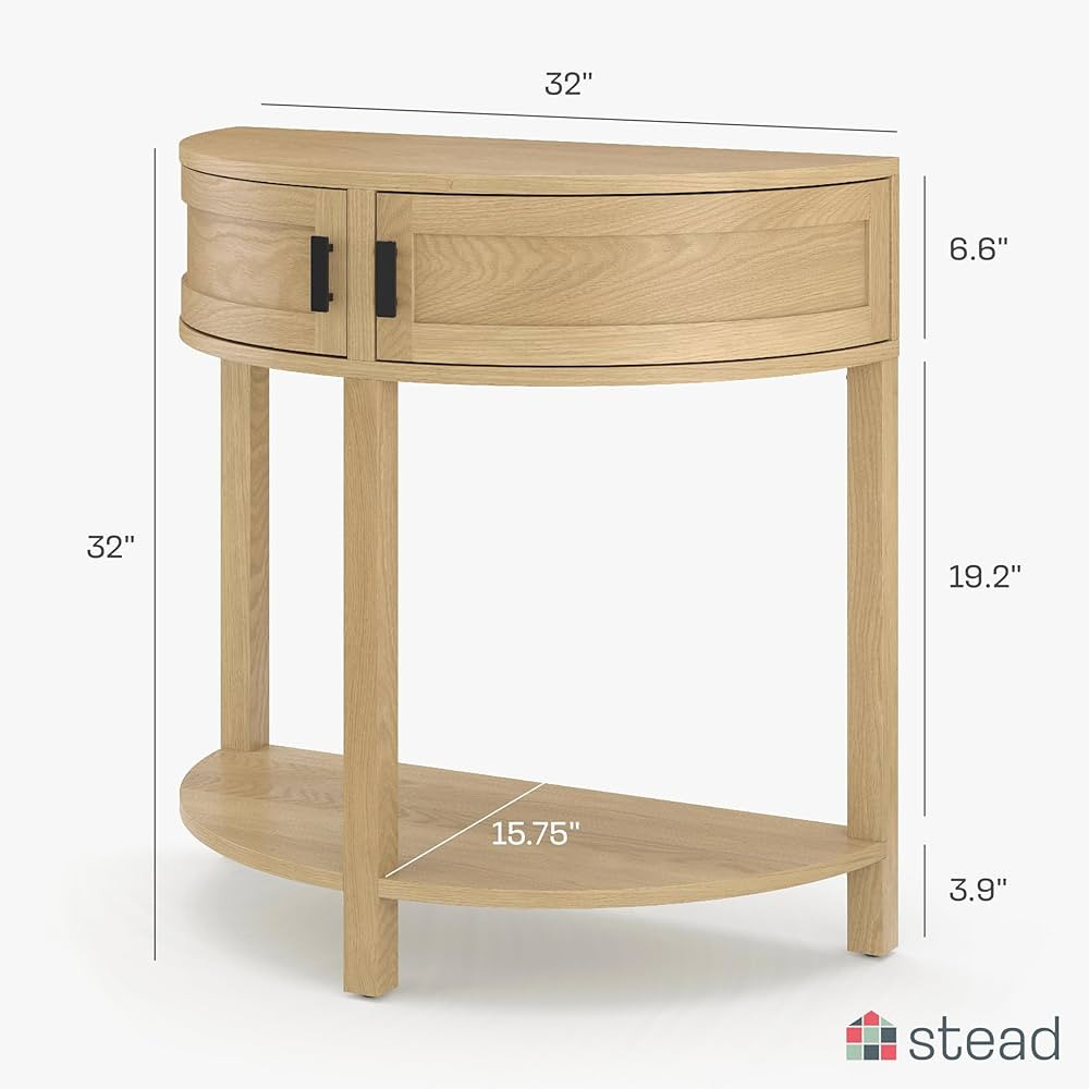 Half Moon Small Console Table Wood Natural Oak | Amazon (US)