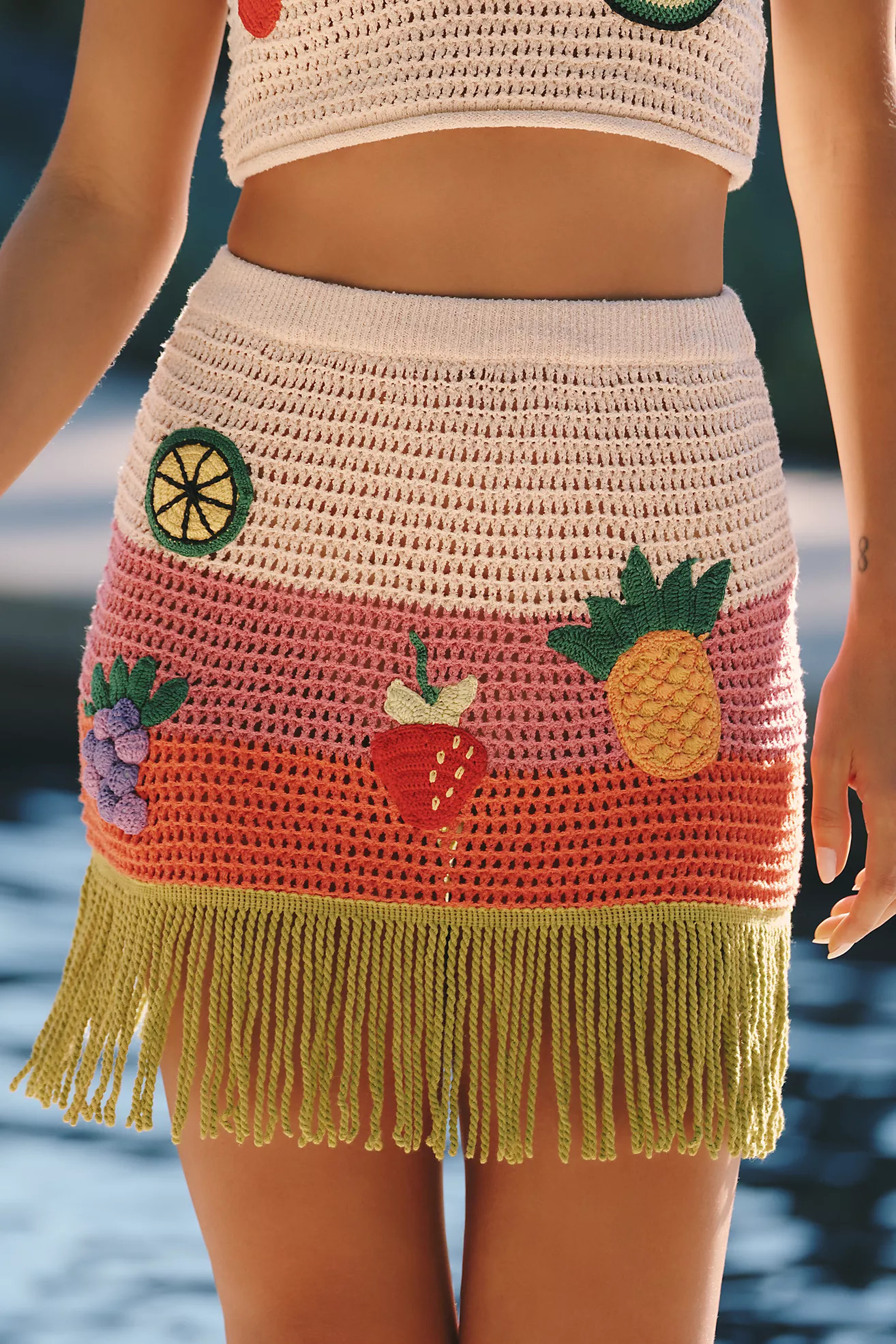 Celandine Market Stand Sheer Crochet Fringe Skirt | Anthropologie (US)