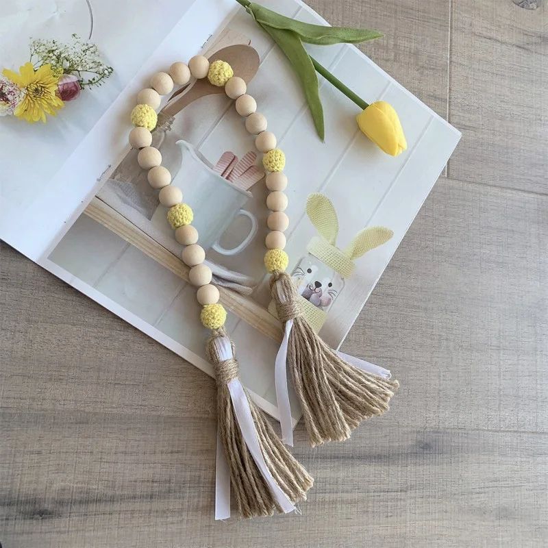 Farmhouse Rustic Country Style Wooden Beads Tassel Garland Wall Hanging Ornaments Wedding Party H... | Walmart (US)