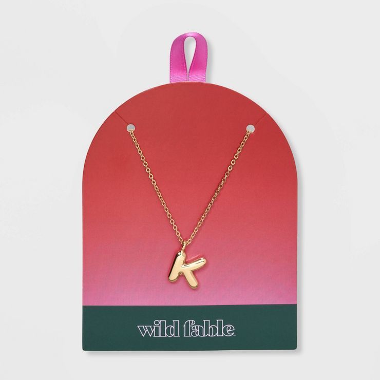 Puffy Initial Charm Pendant Necklace - Wild Fable™ Gold | Target