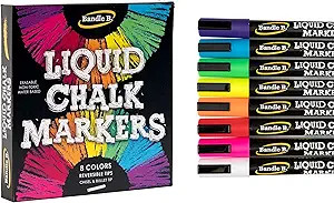 Chalk Markers - 8 Vibrant, Erasable, Non-Toxic, Water-Based, Reversible Tips, For Kids & Adults f... | Amazon (US)