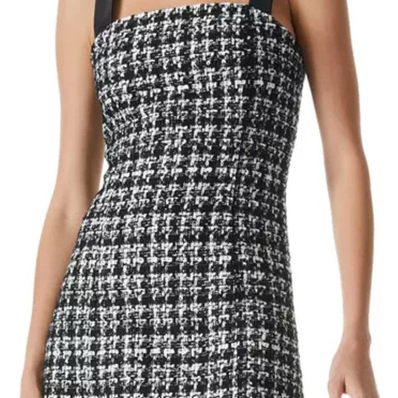 NWT Alice + Olivia Bonita faux leather strap tweed mini dress size 4 | Poshmark