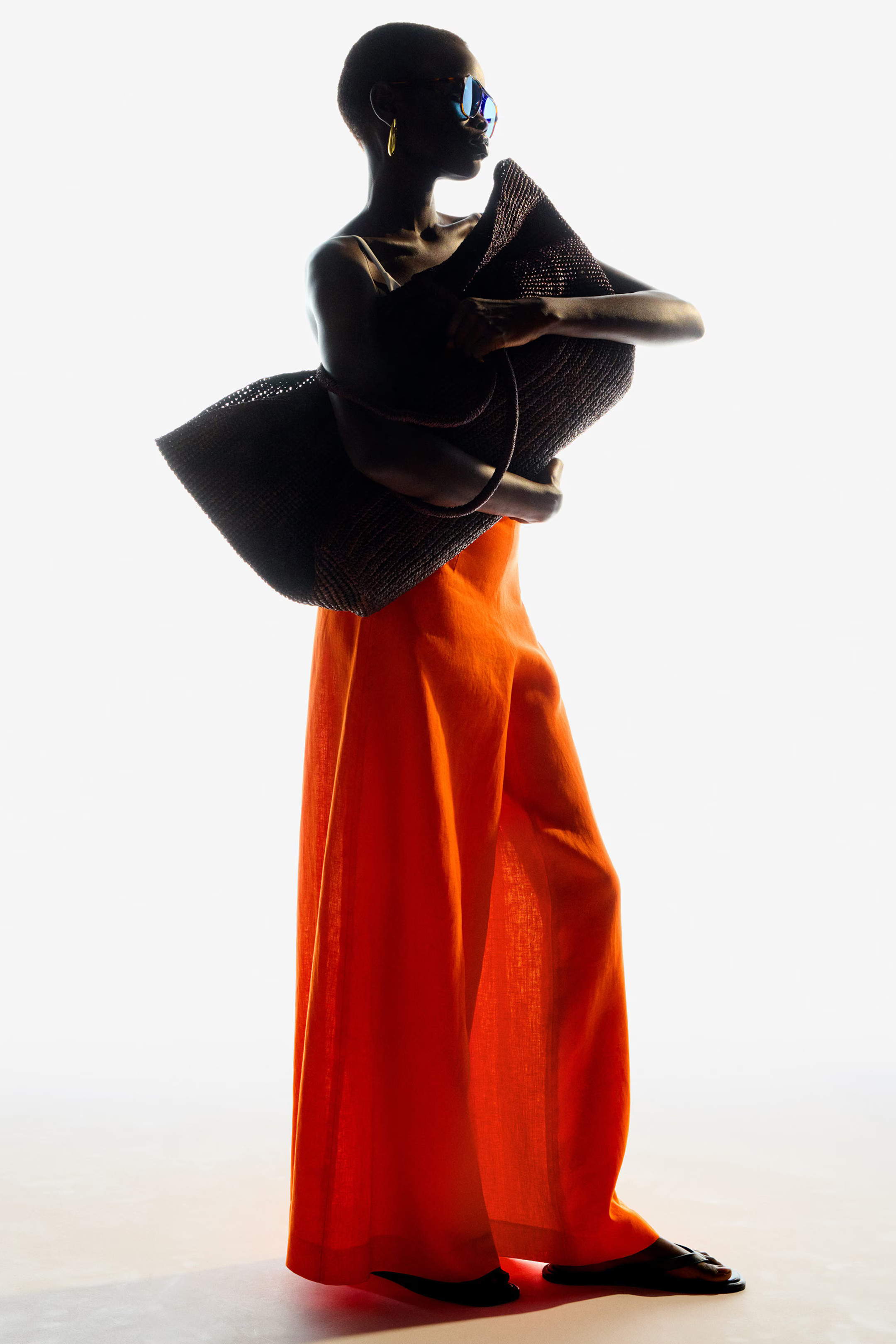 LINEN WIDE-LEG TROUSERS - ORANGE | COS UK