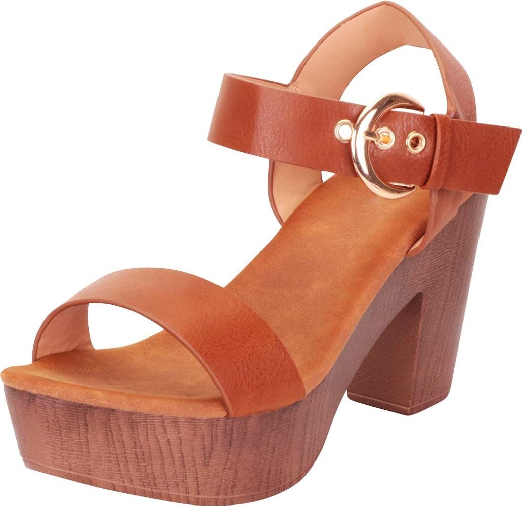 Cambridge Select Women's Retro 70s Clog Chunky Platform Block Heel Sandal | Amazon (US)