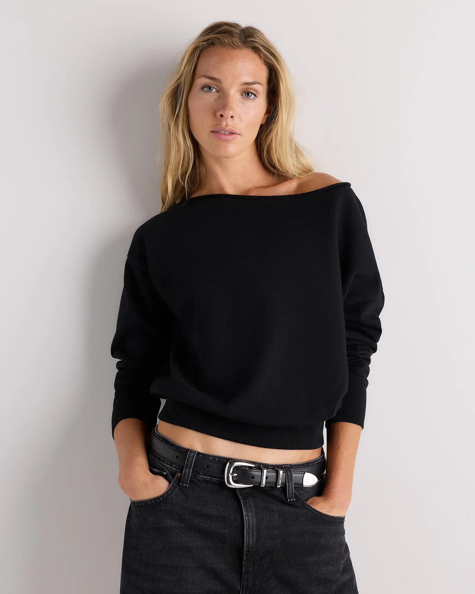 Organic French Terry Off-Shoulder Sweatshirt | Quince