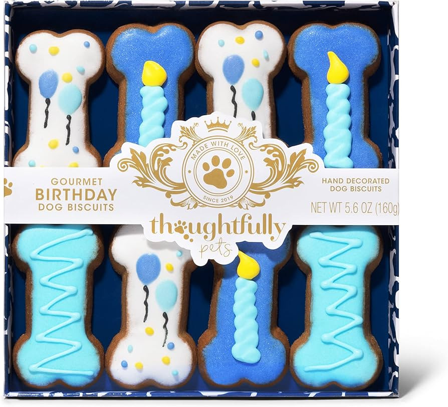 Thoughtfully Pets, Dog Birthday Cookie Gift Set, Hand Decorate Crunchy Dog Treats in Bone Shapes,... | Amazon (US)
