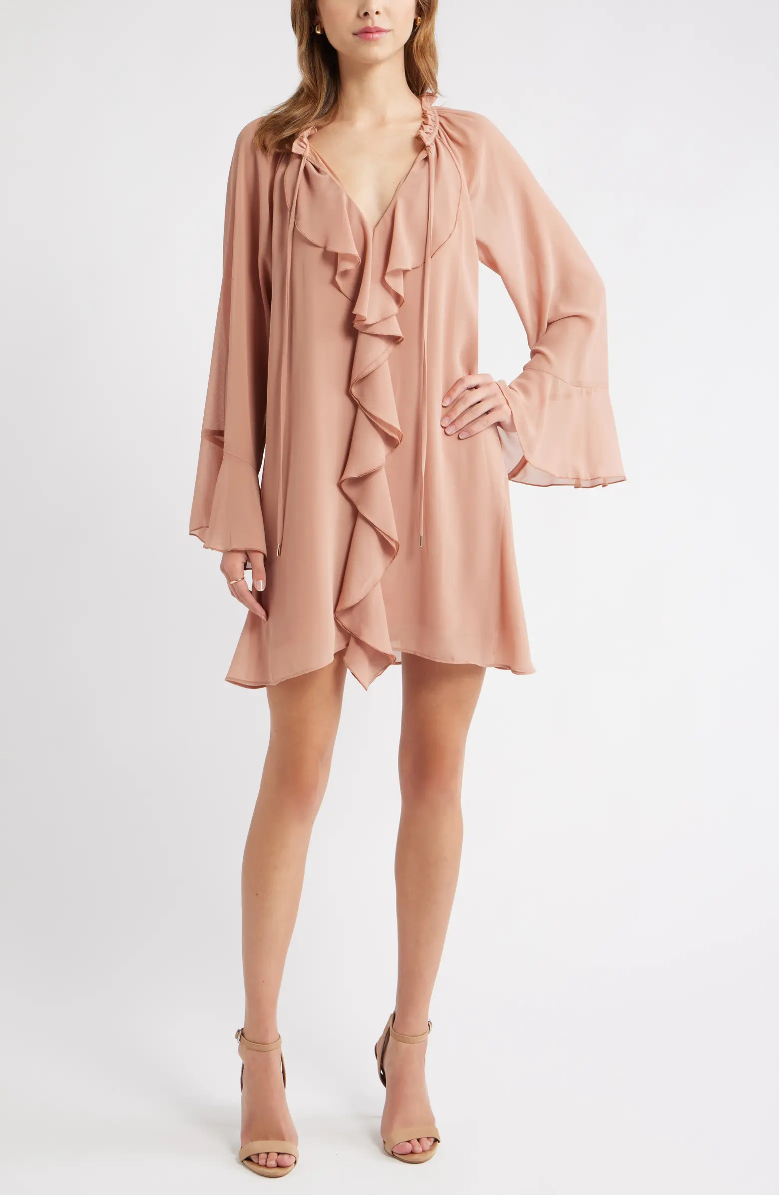 Ruffle Chiffon Shift Dress | Nordstrom