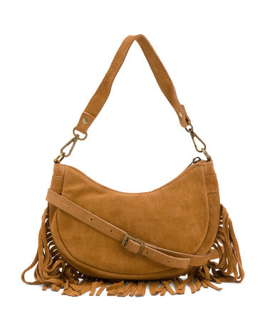 Suede Fringe Crescent Shoulder Bag for Women | Marshalls