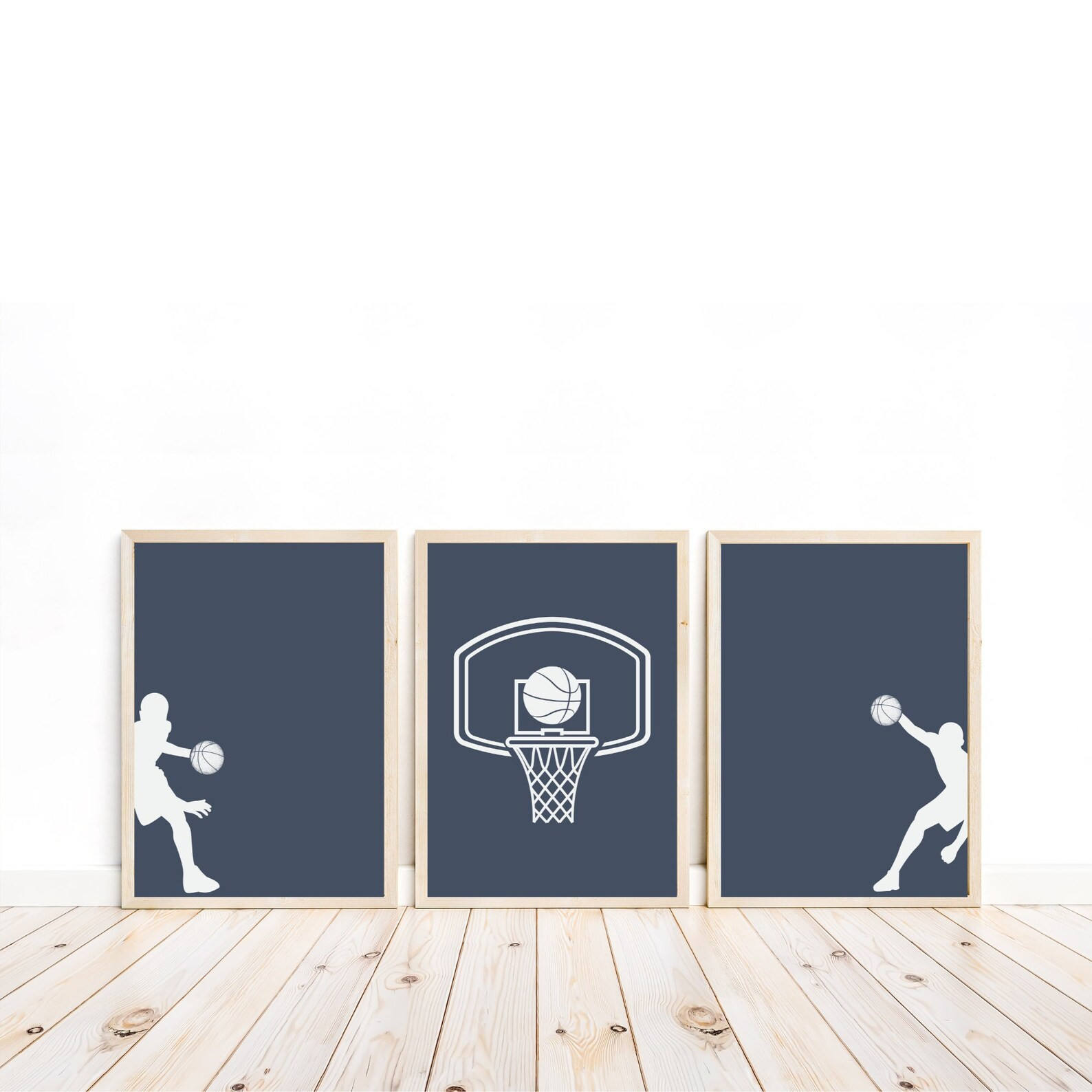 Set of 3 Basketball Prints Basketball Ring Navy Prints Boys Room Décor Basketball Poster Kids Ro... | Etsy (US)
