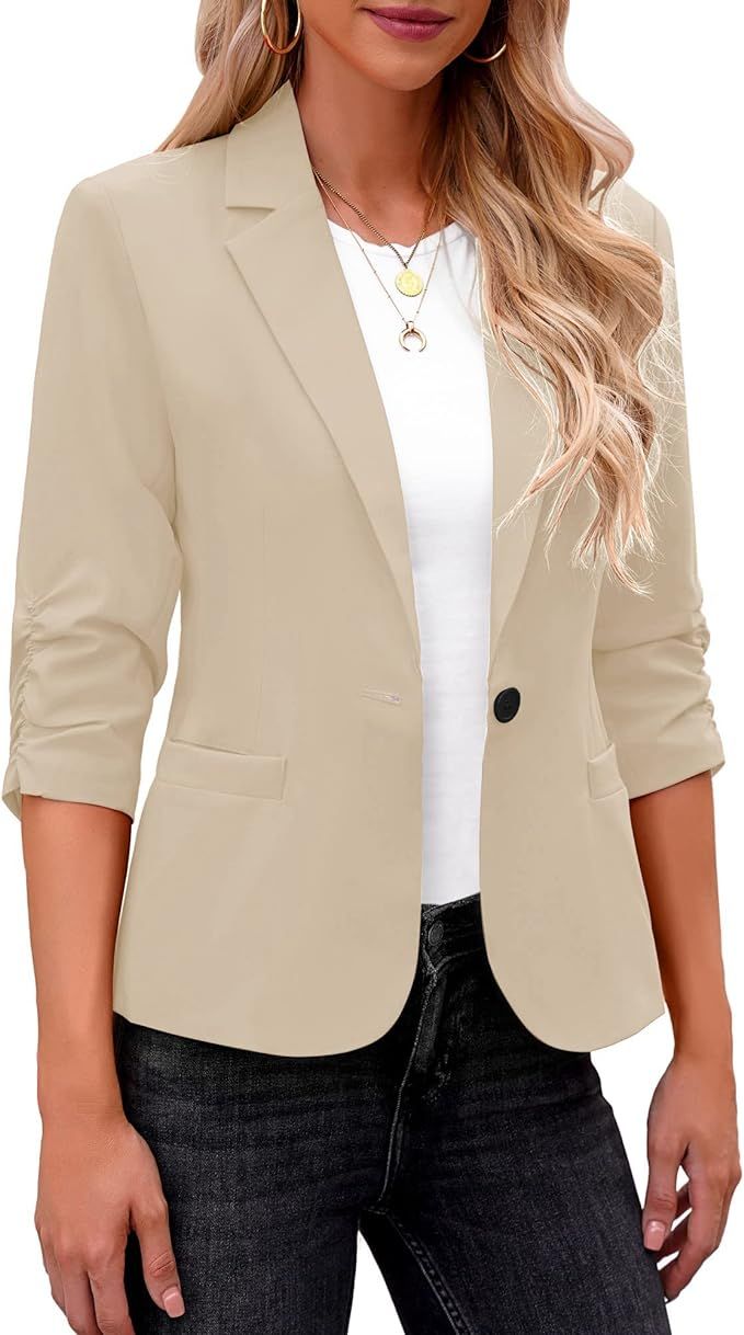 LookbookStore Blazers for Women Suit Jackets Dressy 3/4 Sleeve Blazer Business Casual Outfits for... | Amazon (US)