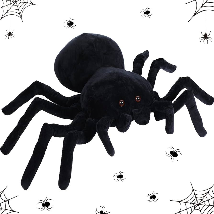 HyDren Giant Stuffed Spider Toy Huge Realistic Black Spider Stuffed Animal Plush Pillow Halloween... | Amazon (US)