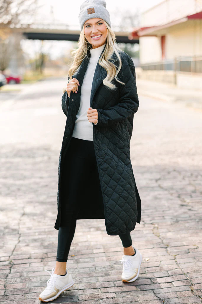 Don't Look Back Black Long Puffer Coat | The Mint Julep Boutique