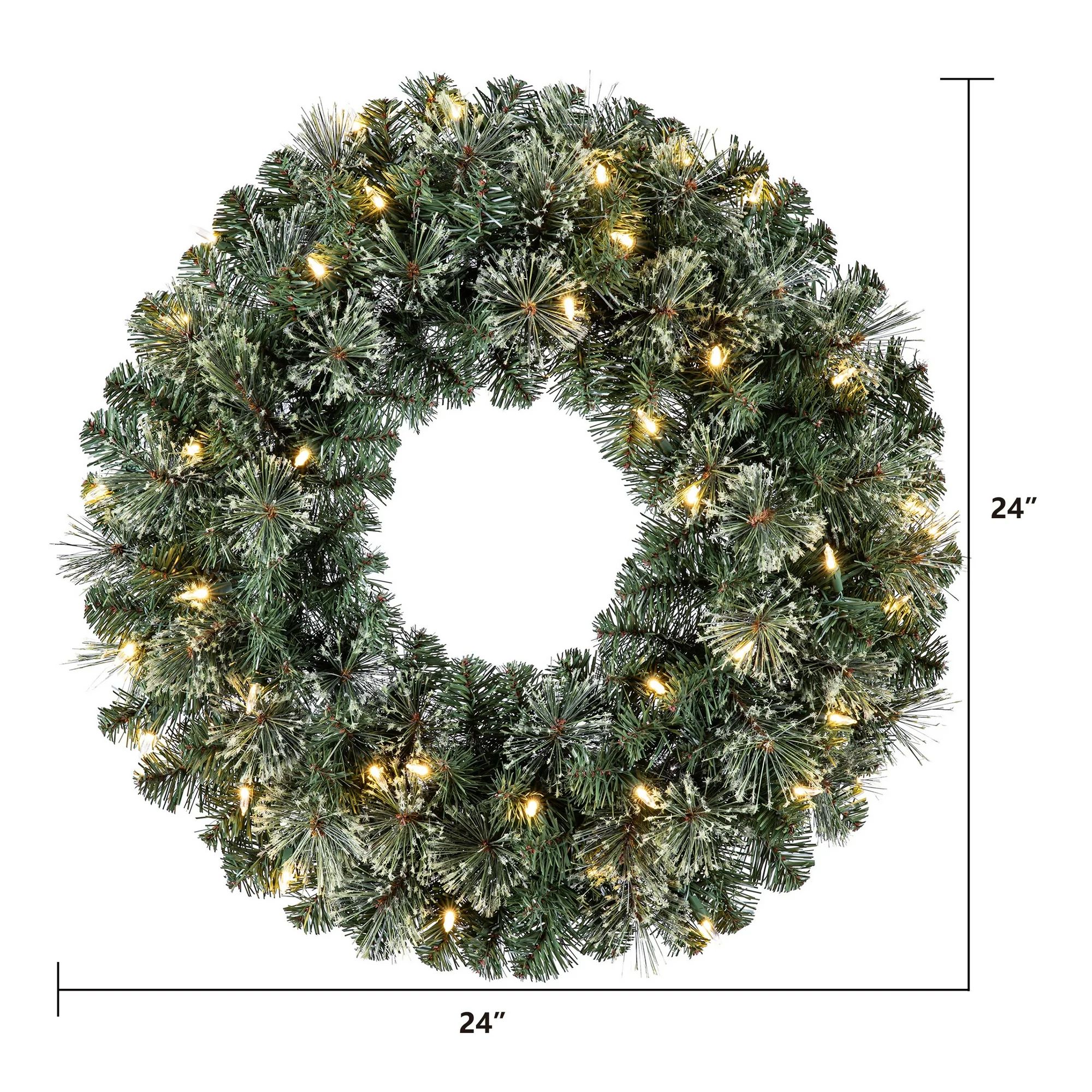 Pre-Lit Clear LED Liberty Pine Artificial Christmas Wreath, 24 in x 24 in, by Holiday Time | Walmart (US)