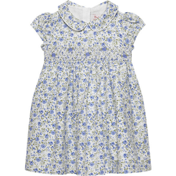 Little Catherine Rose Smocked Dress, Blue Rose | Maisonette