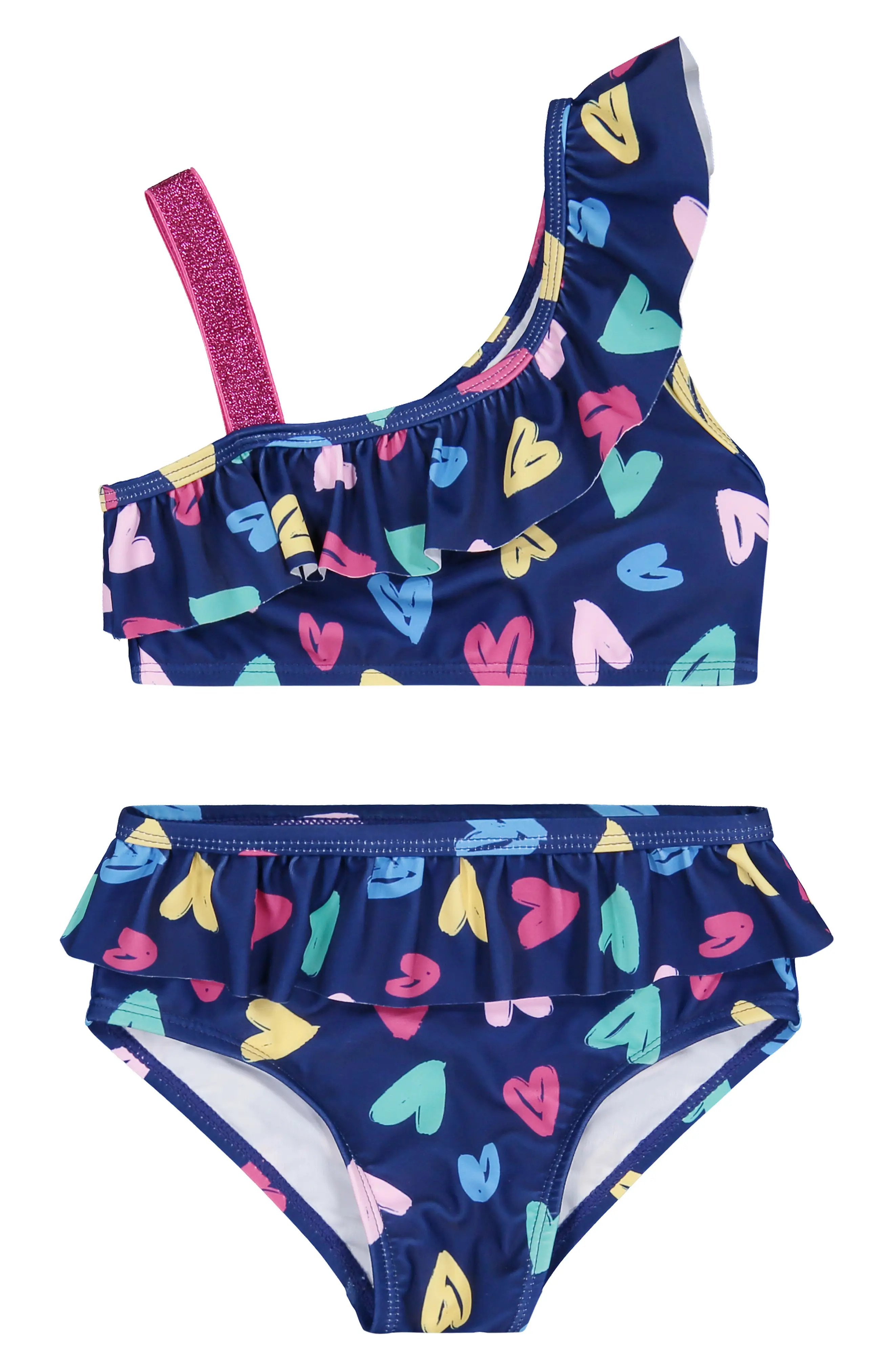 Andy & Evan Kids' Heart Print Two-Piece Swimsuit in Nvj at Nordstrom, Size 2T | Nordstrom