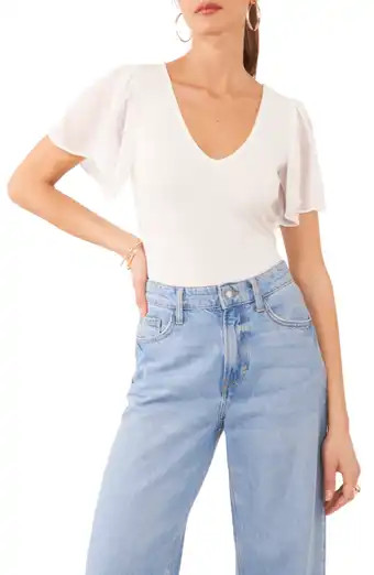 Puff Sleeve Rib Knit T-Shirt | Nordstrom