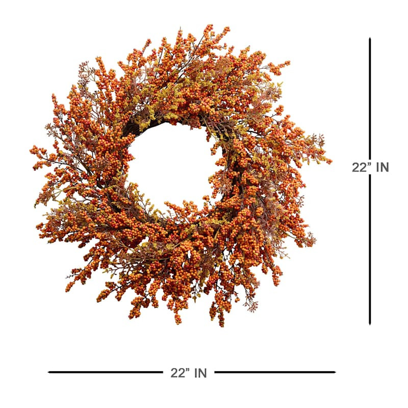 Orange Berries Wreath, 22" | At Home