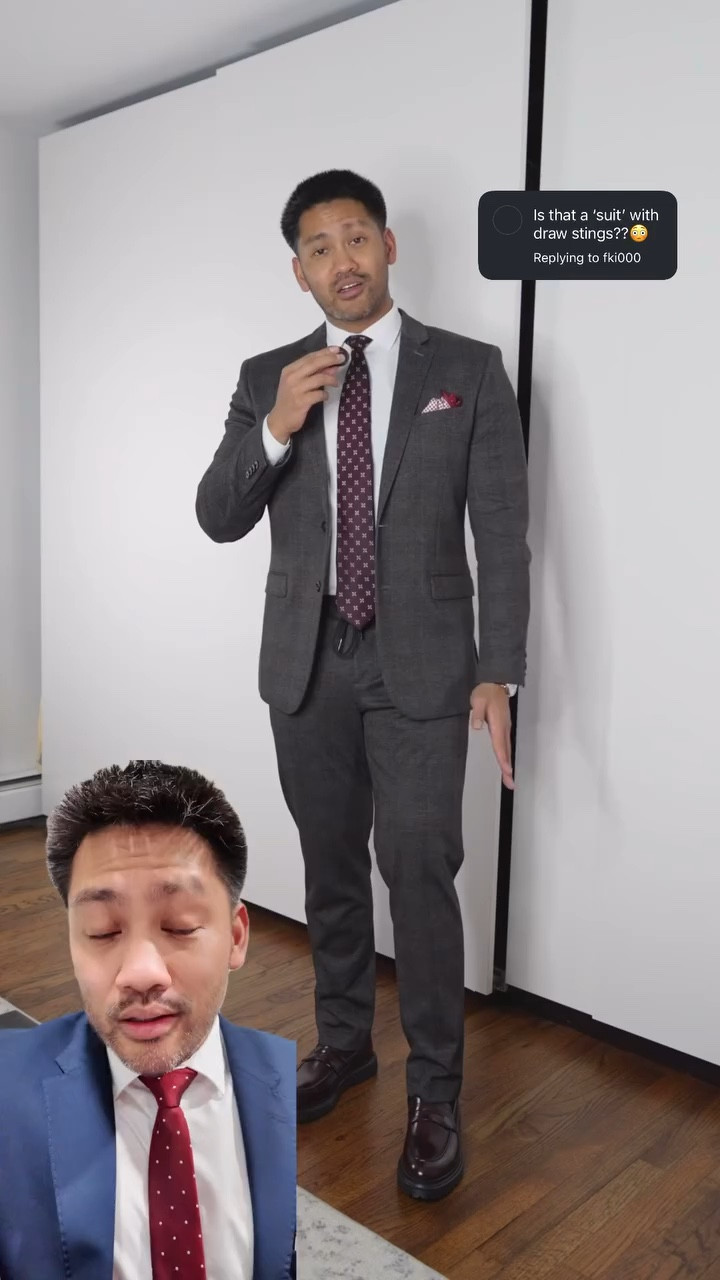 Are those drawstring pants?! YUP. Here’s your sign to go ahead and try some for a more casual suiting style! 

Would you try drawstring suit pants? 😅