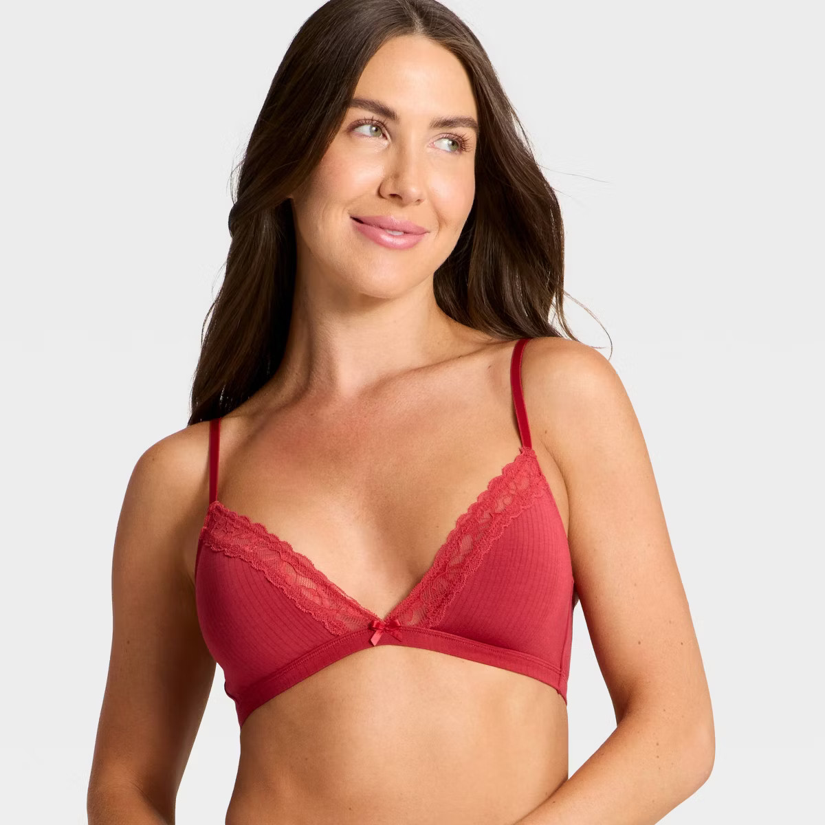 Women's Modal Blend Unlined Triangle Bralette with Lace - Auden™ Rose XS | Target
