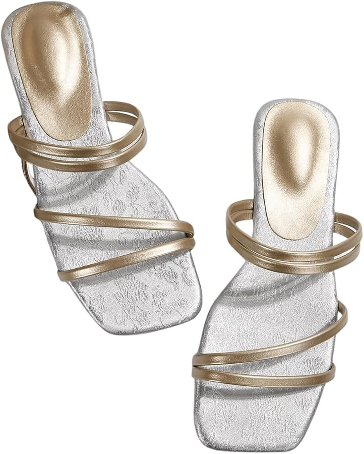 GORGLITTER Women's Strappy Sandals Criss Cross Strap Flat Sandals Open Toe Slides Shoes | Amazon (US)