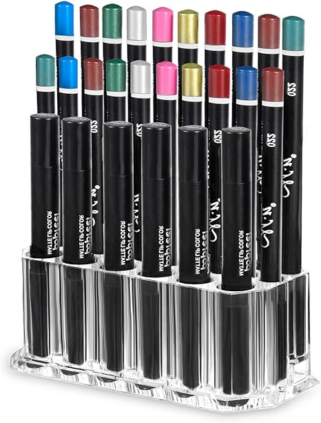 HBlife Clear Acrylic Makeup Eyeliner Lip Liner Holder Organizer, 26 Slots | Amazon (US)