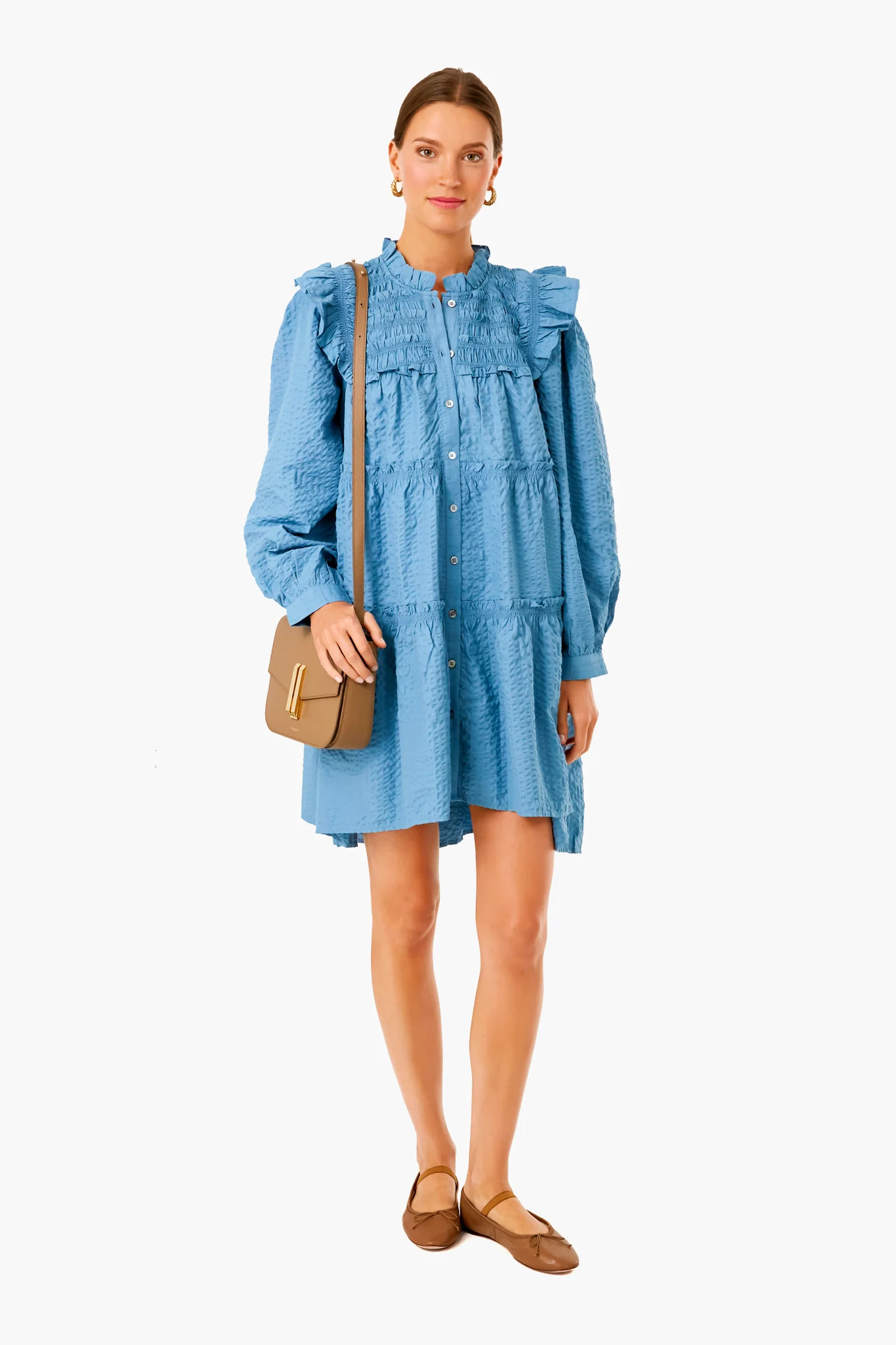Blue Sevyn Solid Seersucker Button Down Dress | Tuckernuck (US)