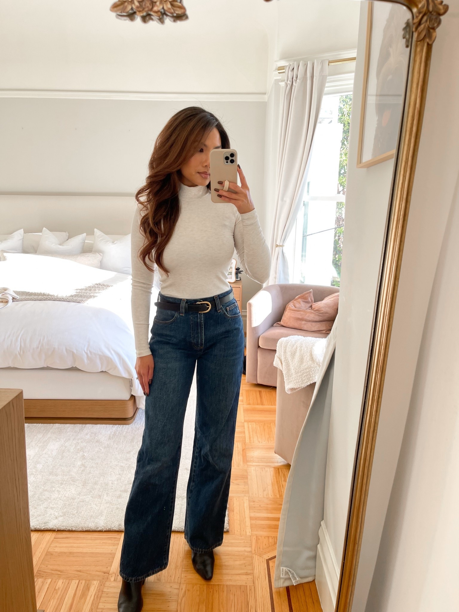 Got my fav $48 turtleneck in the oatmeal color! I sized up in the lighter color for my chest usually do true size for darker colors

Sizing:
Turtleneck - sized up for lighter color, s 
Belt - tts, xs
Jeans - tts, 25 in be dark about bleu wash
Booties - sized up 1/2 size 


#LTKFindsUnder50 #LTKPetite