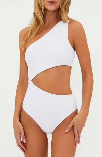 Beach Riot Celine Cutout One-Shoulder One-Piece Swimsuit in White at Nordstrom Rack, Size X-Large | Nordstrom Rack