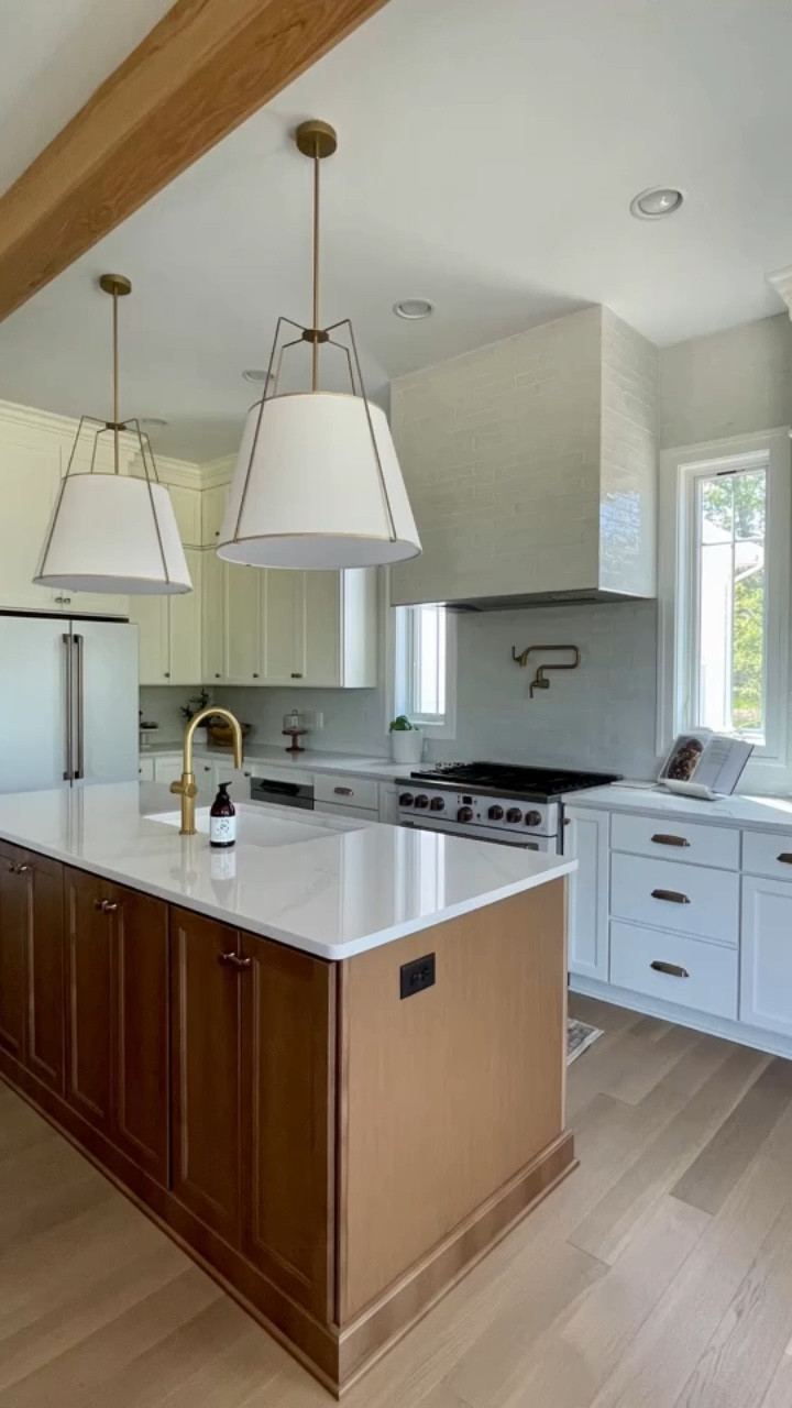 Happy Friday! We LOVE our #cafeappliances and they are on sale this weekend for #MemorialDay! We went with the Matte White with the Brushed Bronze handles. 

#kitchendecor #whiteandgoldkitchen #mcgeekitchen #kitchenlights #kitchenappliances 

#LTKFind #LTKhome #LTKsalealert