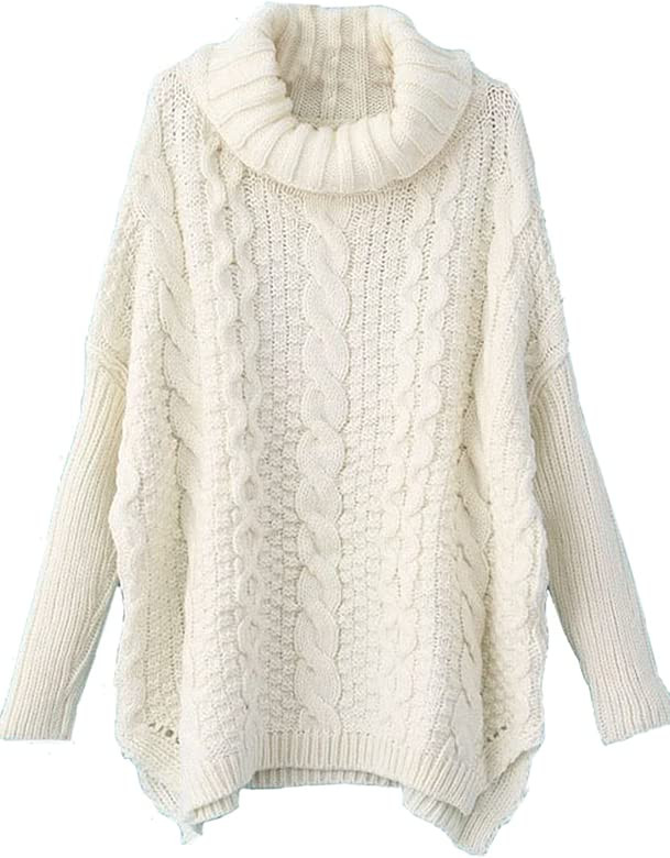 Women's Turtleneck Chunky Cable Knit Basic Sweater | Amazon (US)