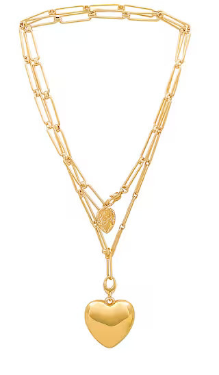 Jenny Bird X Revolve Puffy Heart Chain Necklace in Metallic Gold. | Revolve Clothing (Global)