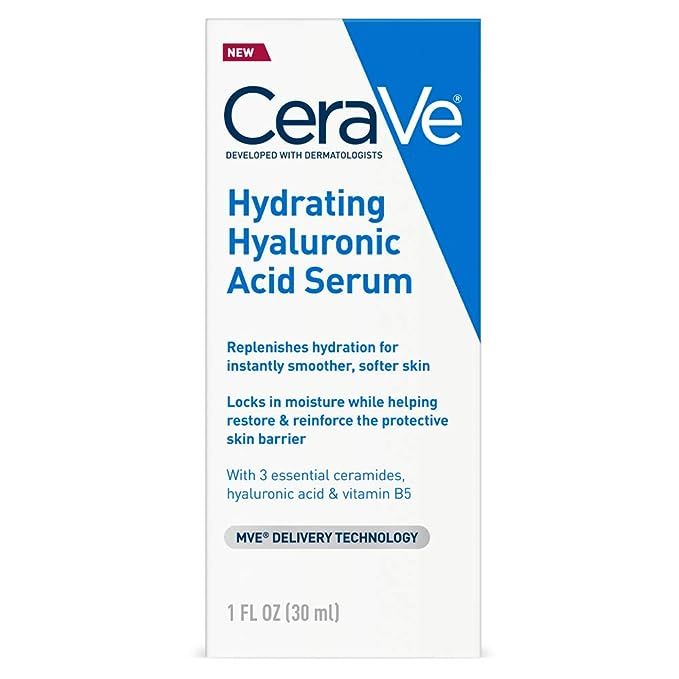 Cerave Hyaluronic Acid Serum for Face with Vitamin B5 and Ceramides | Hydrating Face Serum for Dr... | Amazon (US)