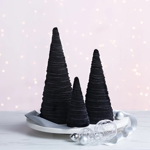 Velvet Trees Set of 3 Black Rustic Home Decor Tabletop - Etsy | Etsy (US)