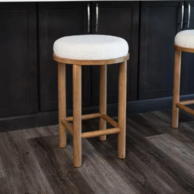 Maven Lane Clara Stool Upholstered With Boucle Fabric | Wayfair North America