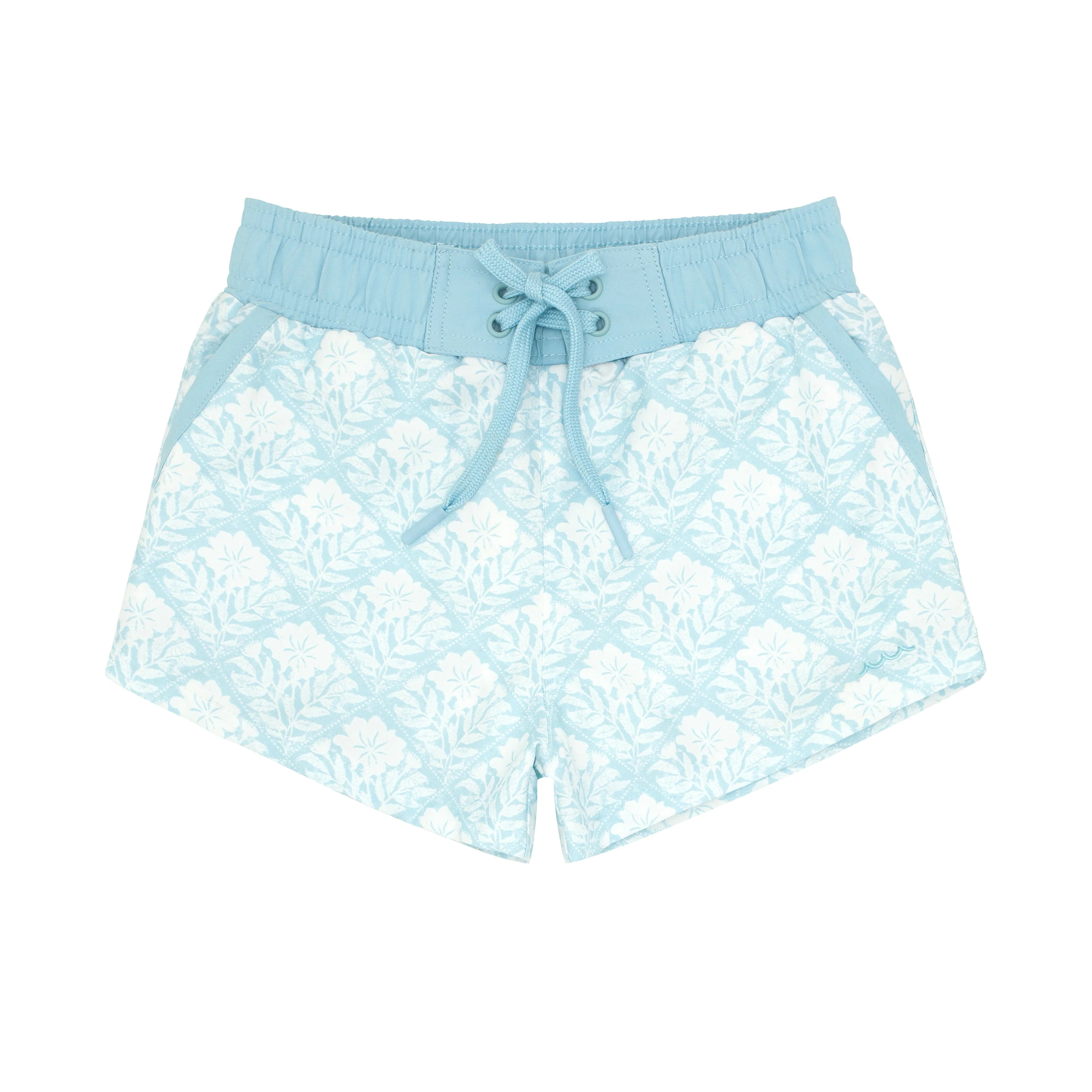 boys plumeria quilt boardie with side pockets | minnow