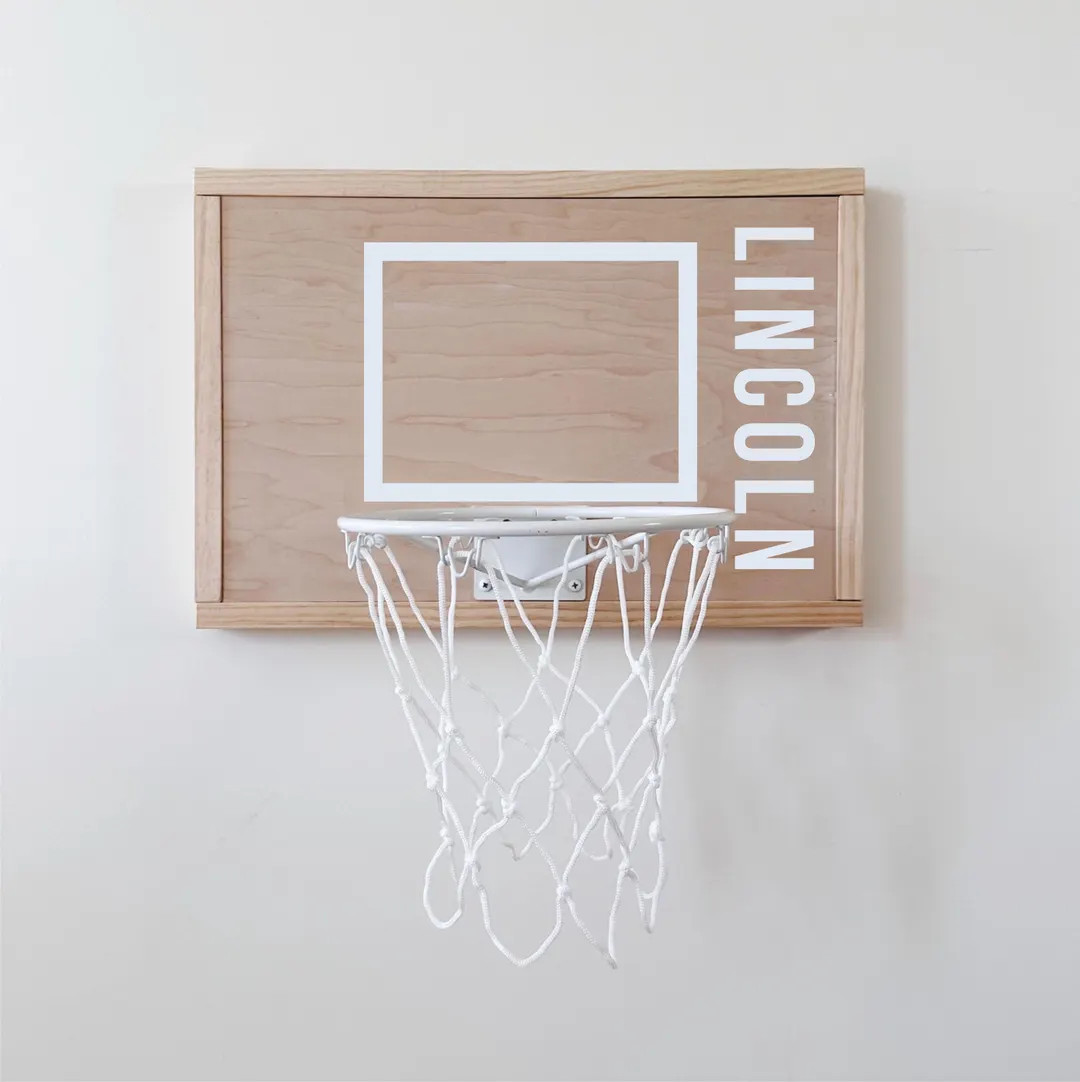 Personalized Mini Wood Basketball Goal: Kids Room Decor With White Rim - Etsy | Etsy (US)