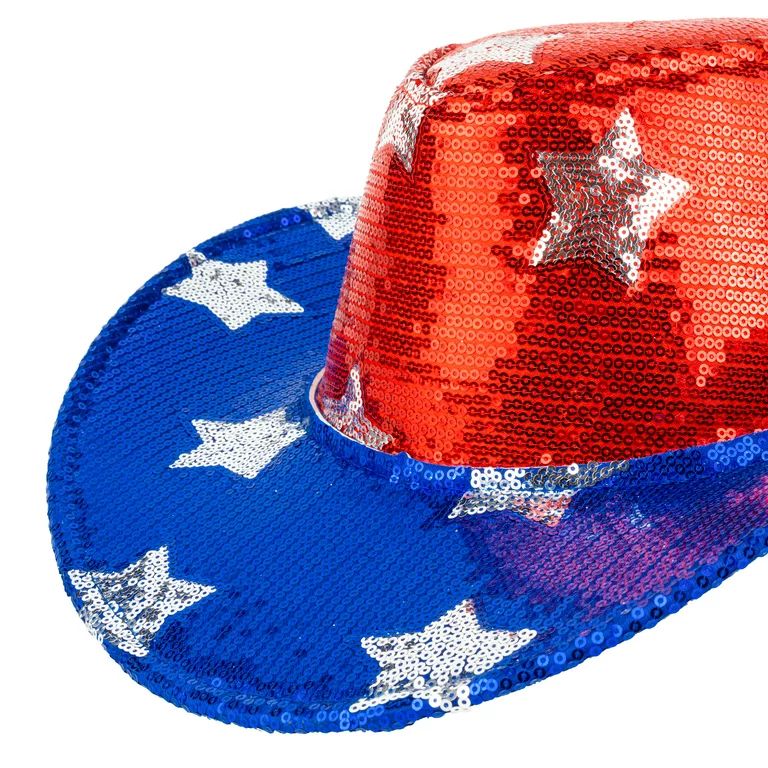 Way to Celebrate Patriotic Sequin Cowboy Hat, 2PK - Walmart.com | Walmart (US)