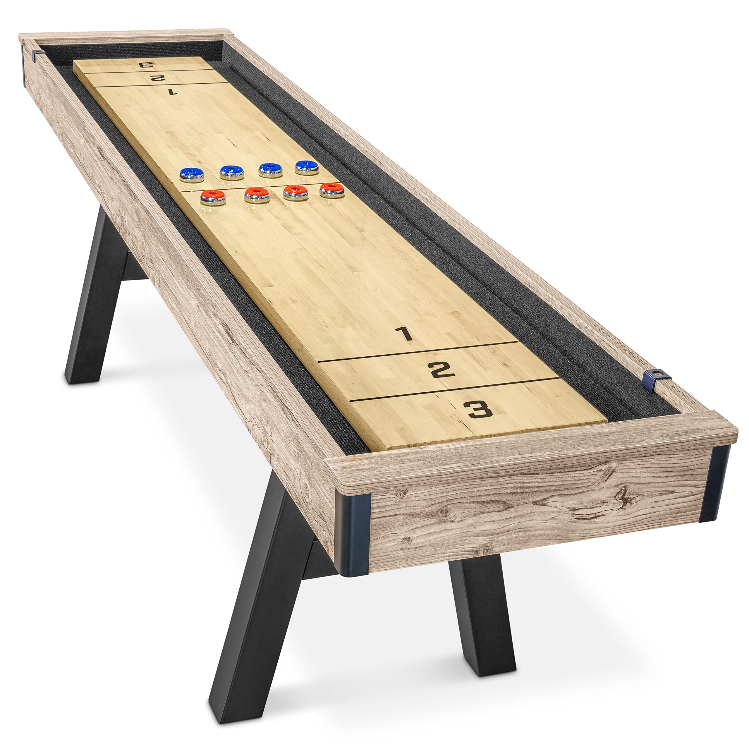 GoSports Premium 9 ft Shuffleboard Table with 8 Pucks, Shuffleboard Wax, and Brush | Amazon (US)