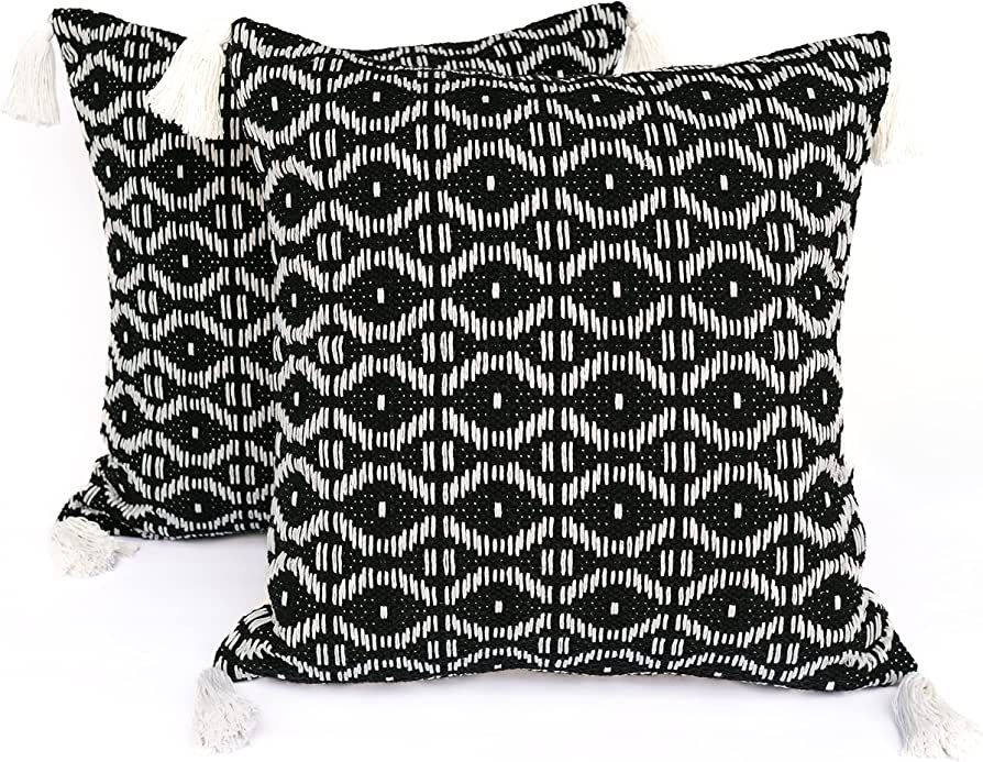 Palm and Porch - Boho Outdoor Pillow Covers - 20x20 Set of 2 - Woven Water Resistant Outdoor Pill... | Amazon (US)