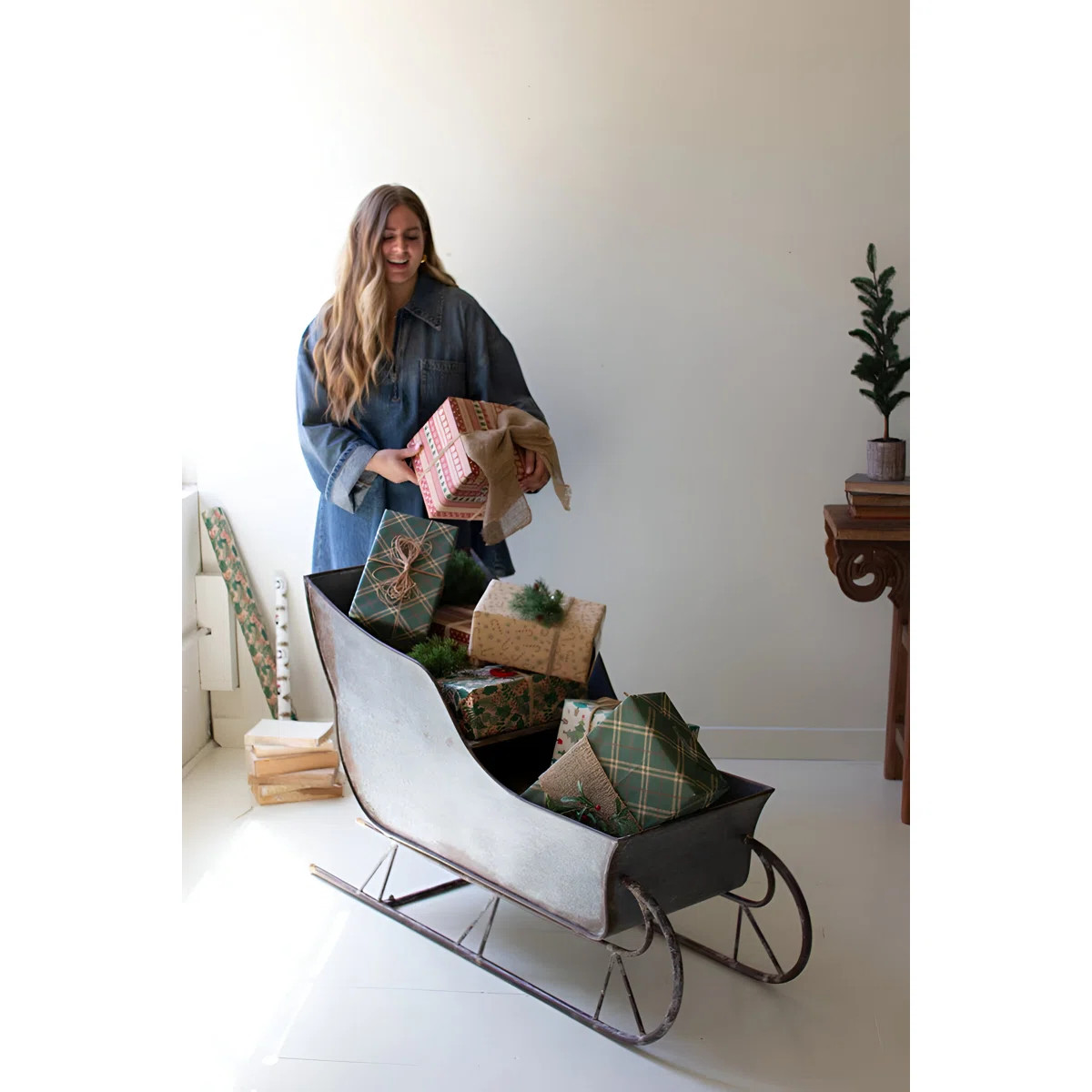 Kalalou Rustic Metal Christmas Sleigh | Wayfair | Wayfair North America