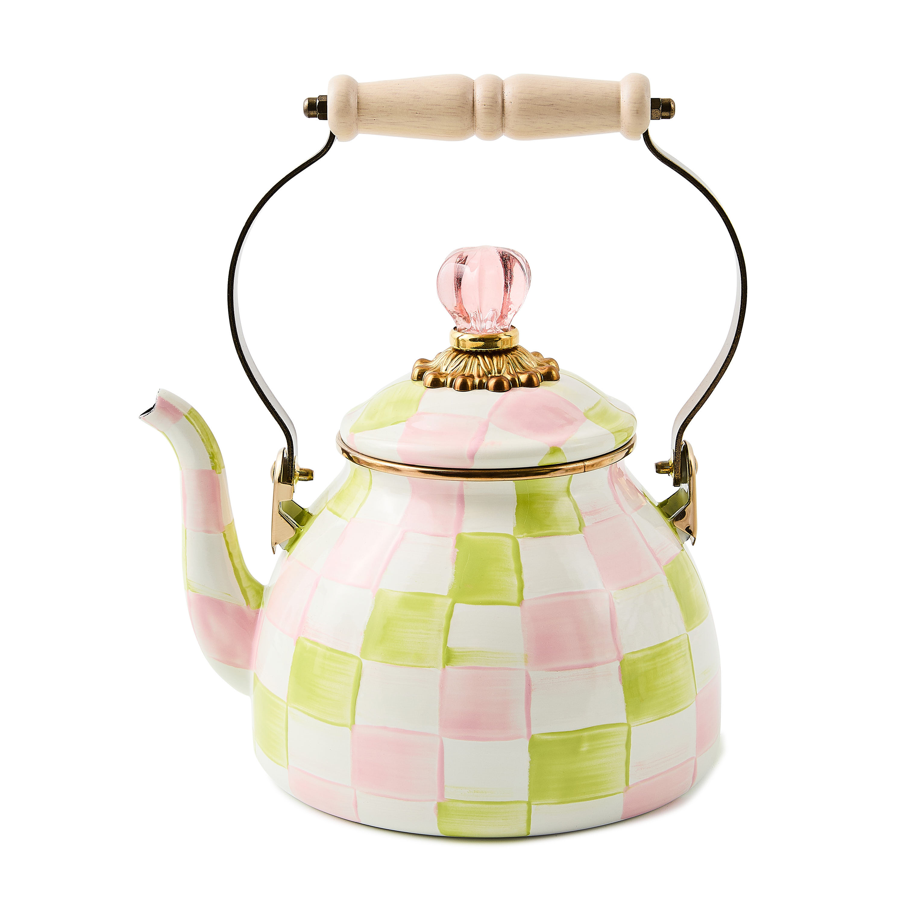 MacKenzie-Childs Palm Beach Check 2 Quart Tea Kettle | MacKenzie-Childs