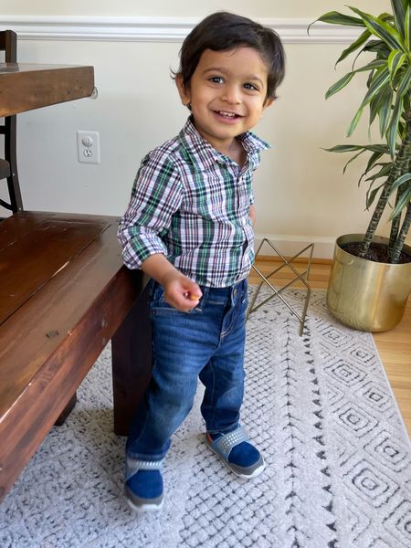 Toddler boy spring outfit. 
@janieandjack plaid shirt 
@gap baby Jeans 

#LTKkids #LTKbaby #LTKunder50