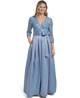 Jessica Howard Women's V-Neck Pleated Skirt Ball Gown - Macy's | Macy's