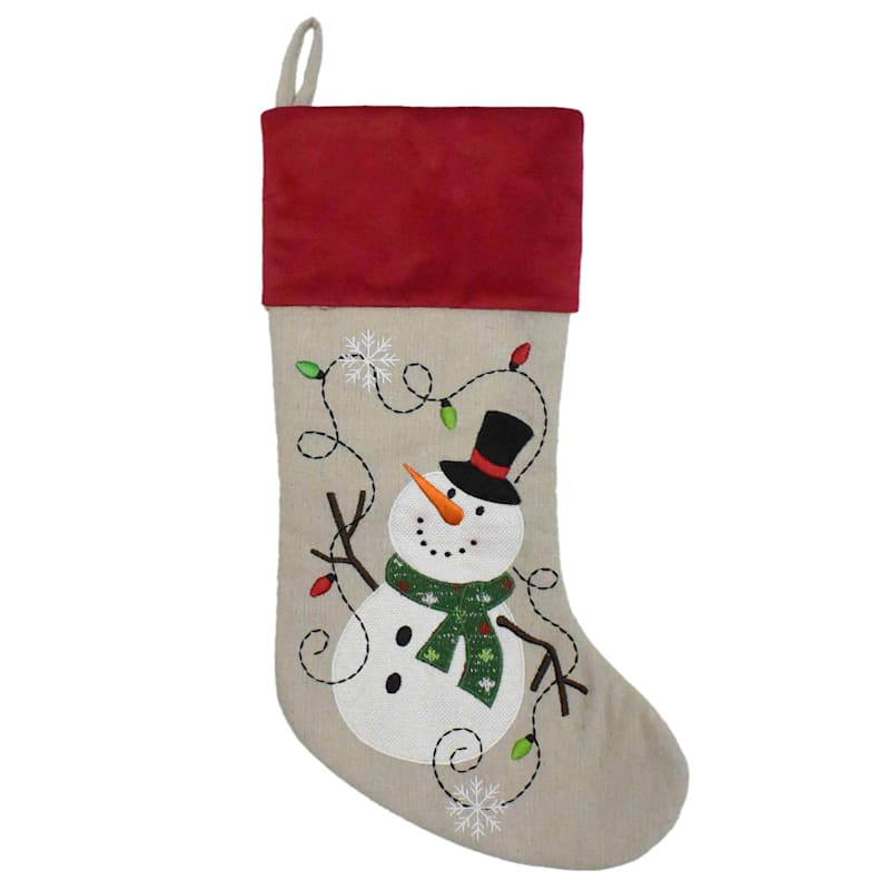 Snowman Stocking with Red Cuff, 20" | At Home